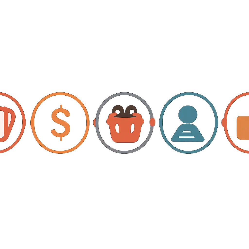 Five numbered circular icons connected by arrows in a horizontal flow, Rummy Circle Games, Bonuses and Referral Rewards